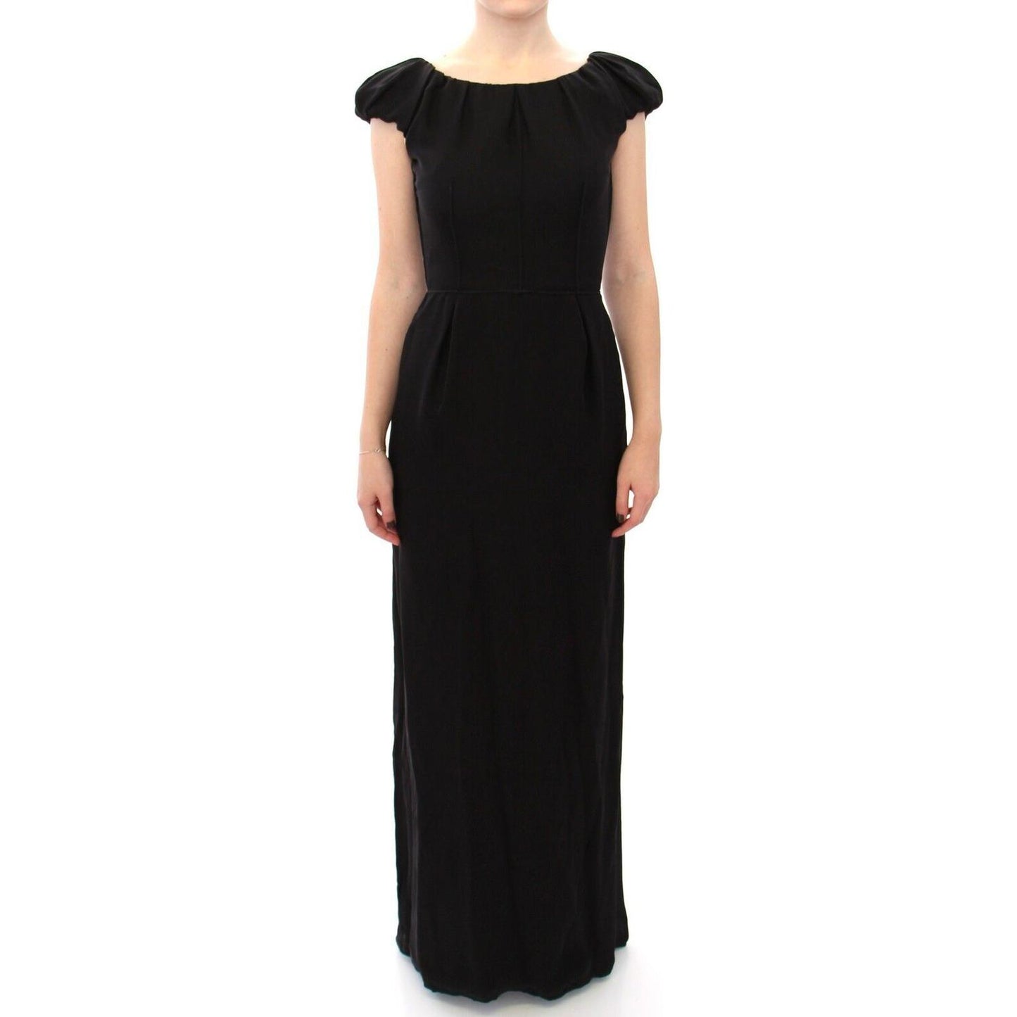 Dolce & Gabbana Black Silk Shortsleeve Gown Maxi IT Dress NOC10097- 40