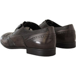 Dolce & Gabbana Brown Lizard Skin Leather Oxford Dress Shoes MV458 -44