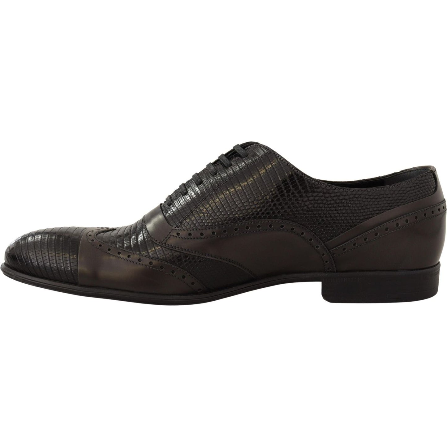 Dolce & Gabbana Brown Lizard Skin Leather Oxford Dress Shoes MV458 -44