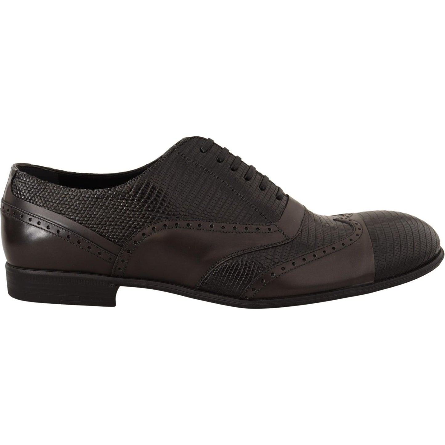 Dolce & Gabbana Brown Lizard Skin Leather Oxford Dress Shoes MV458 -44