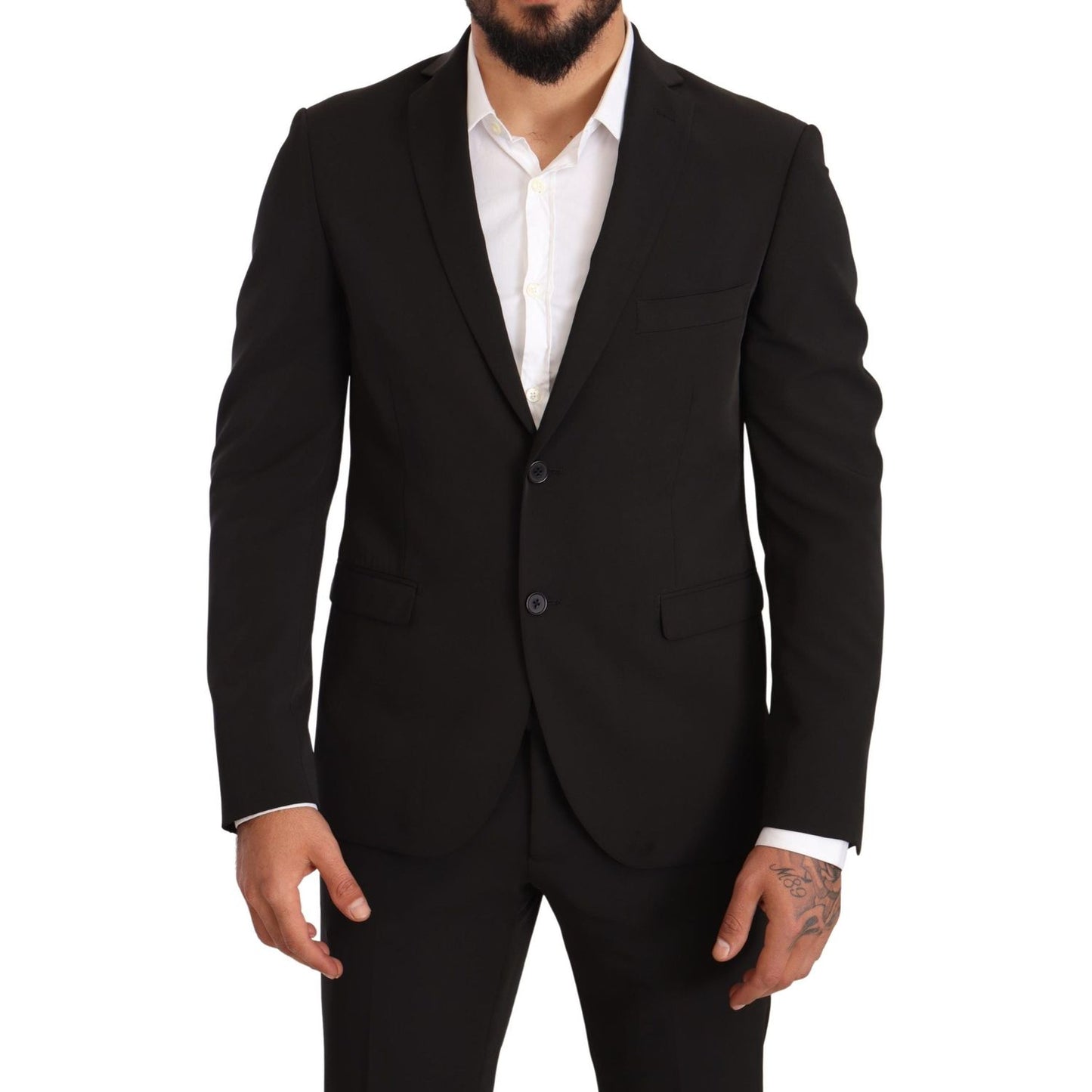 Domenico Tagliente Black Polyester Slim 2 Piece Set TAGLIENTE Suit KOS1902-50