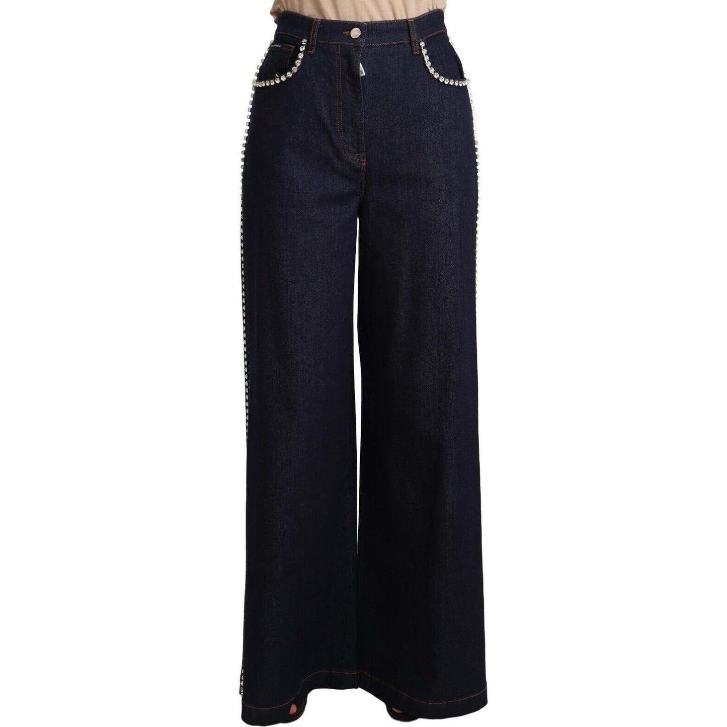 Dolce & Gabbana Dark Blue Crystal Embellished Flare Jeans PAN72287 - 46
