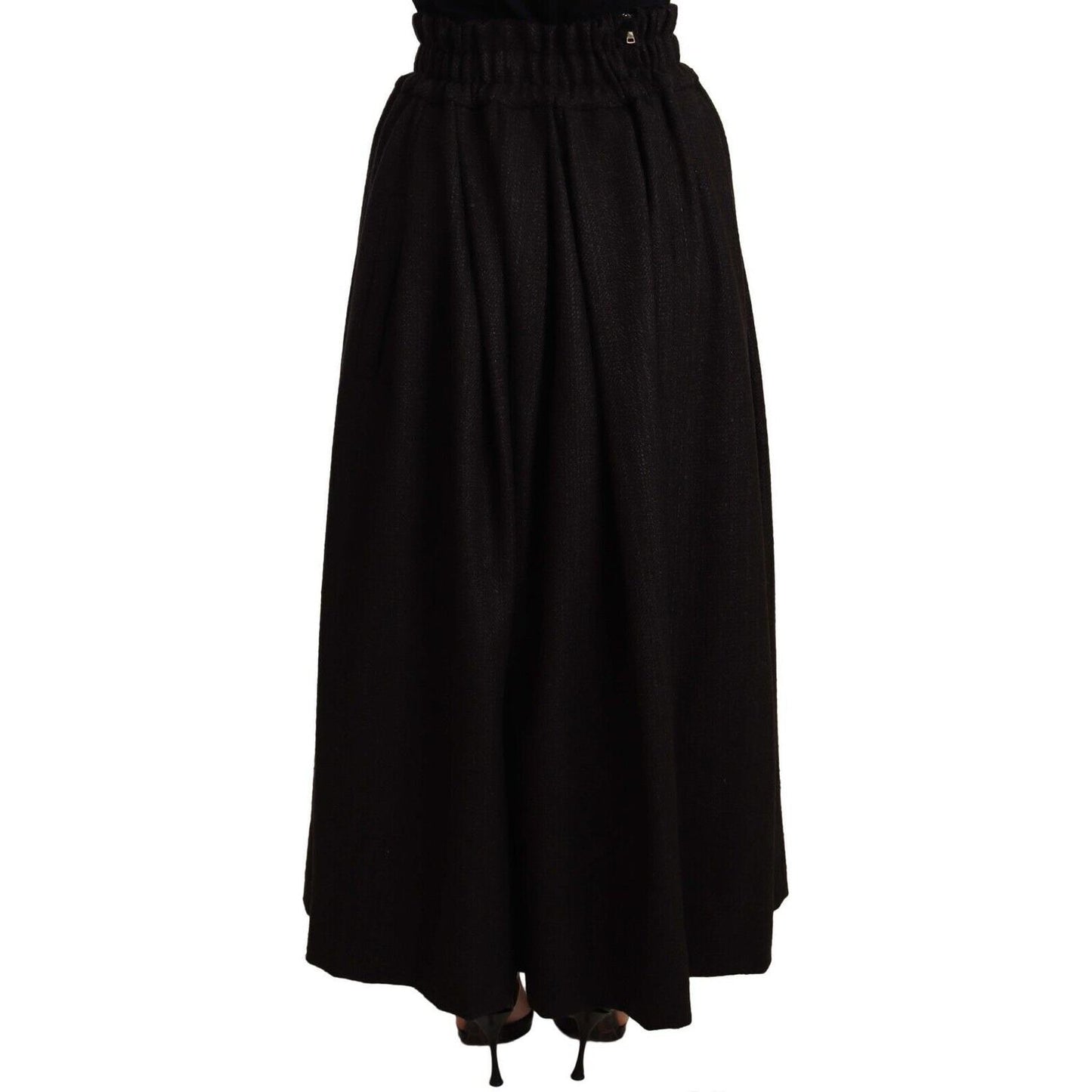 Dolce & Gabbana Black Wool High Waist Maxi PIECE Skirt WOMAN SKIRTS