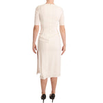 Dolce & Gabbana White Floral Printed Crepe Midi Slit Dress DR28248-38