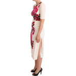 Dolce & Gabbana White Floral Printed Crepe Midi Slit Dress DR28248-38
