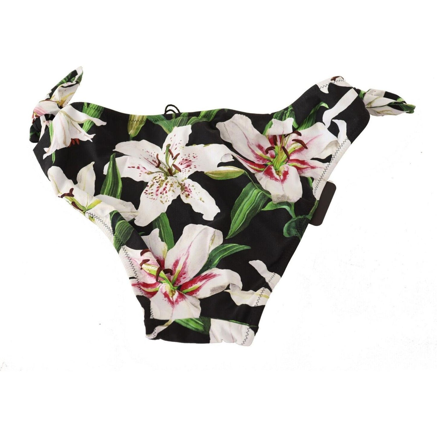 Dolce & Gabbana Bikini Bottom Black Lily Print Swimsuit Swimwear WOMAN SWIMWEAR