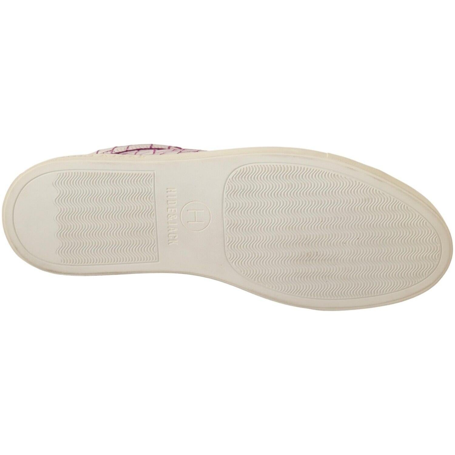 HIDE & JACK White Bordeaux Leather Casual Lace Up Sneakers Shoes