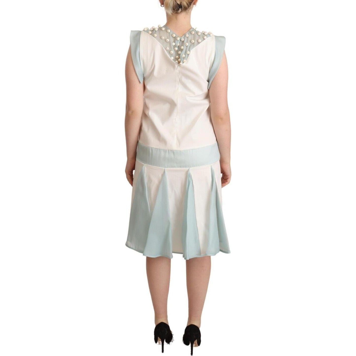 Sergei Grinko Multicolor Faux Pearl Sleeveless Shift Midi Dress DR28567 - 44