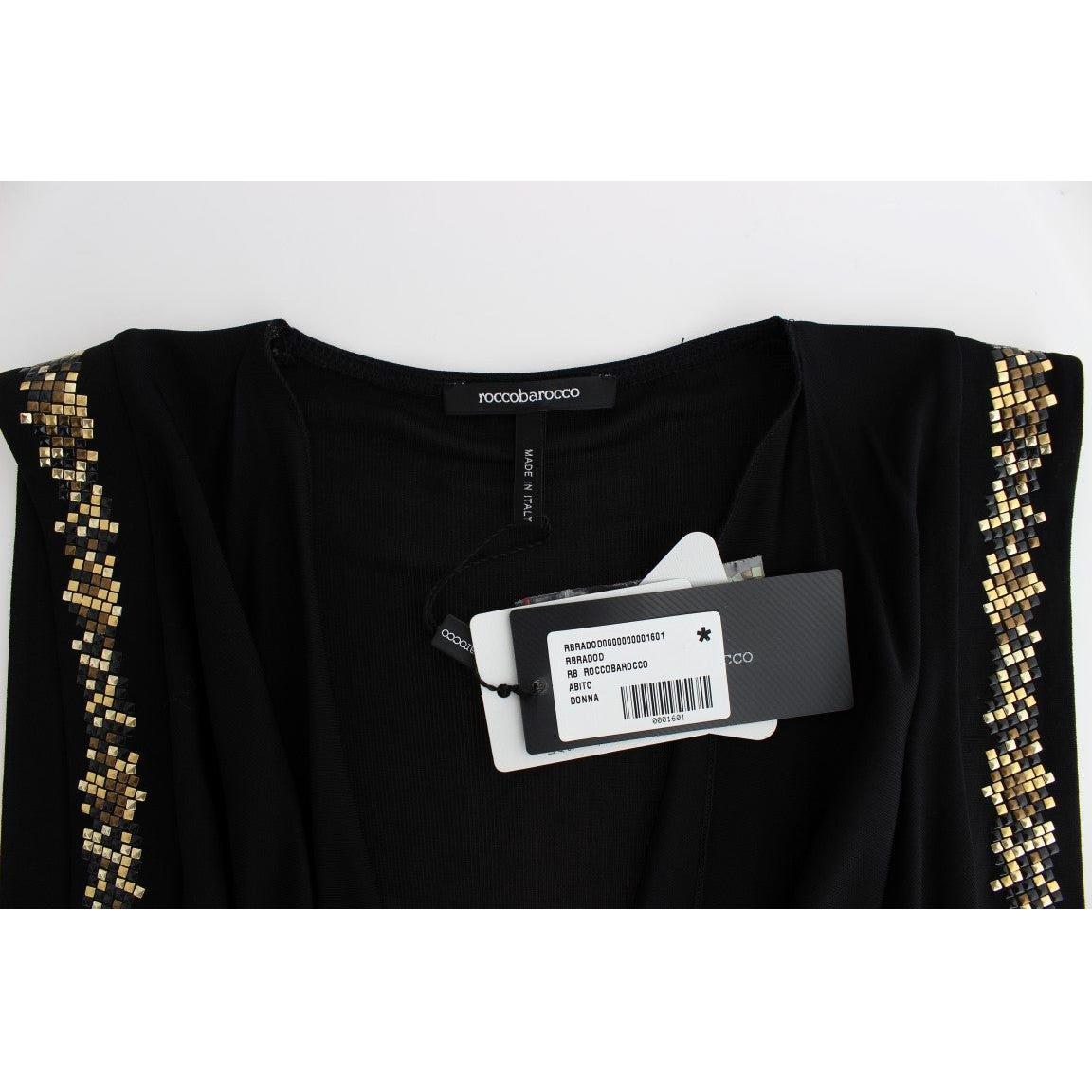Roccobarocco Black Embellished Jersey Mini Sheath Short Dress SIG11564-2