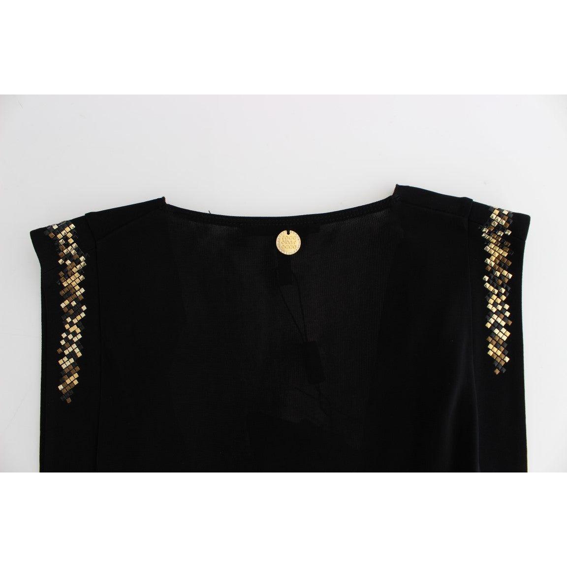 Roccobarocco Black Embellished Jersey Mini Sheath Short Dress SIG11564-2