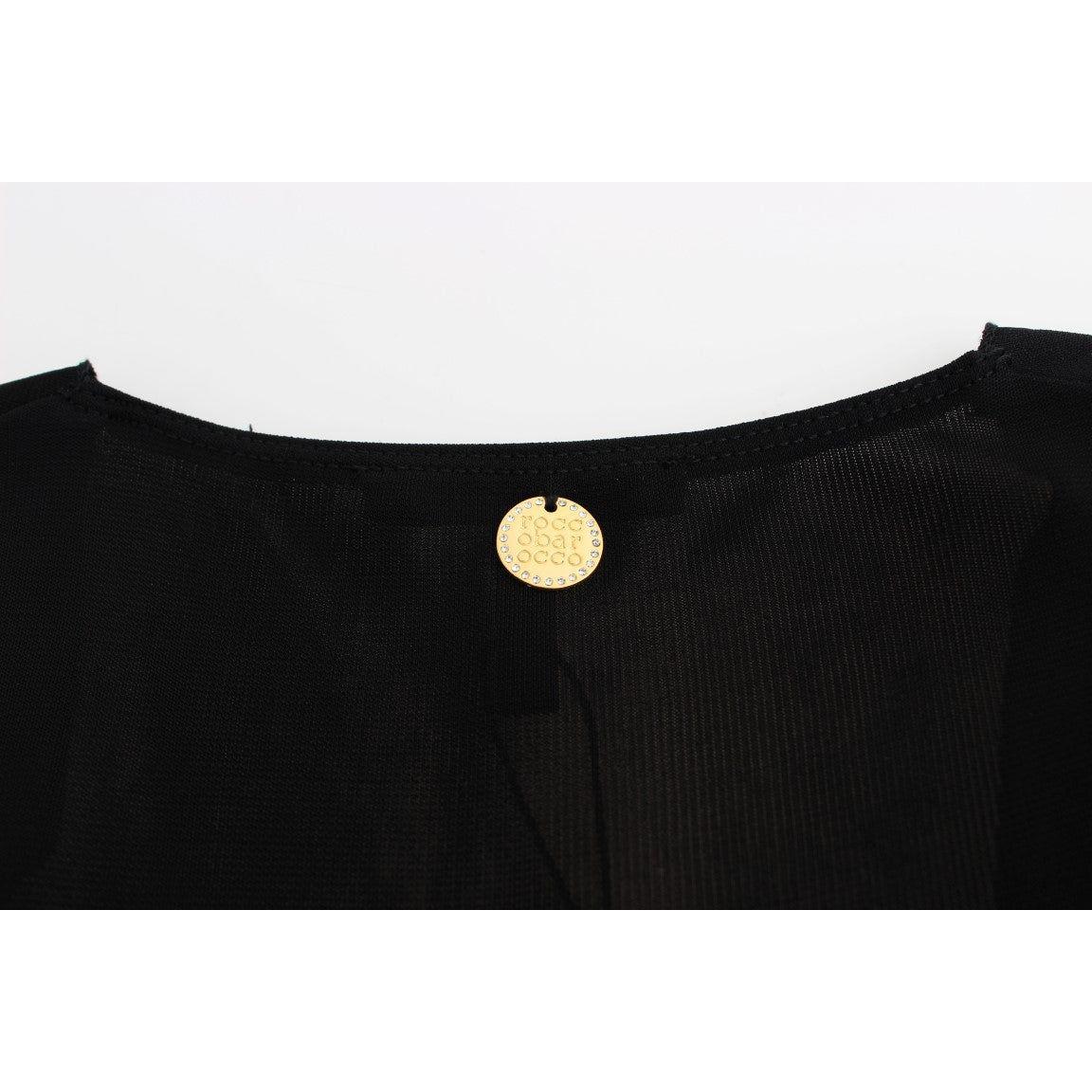 Roccobarocco Black Embellished Jersey Mini Sheath Short Dress SIG11564-2