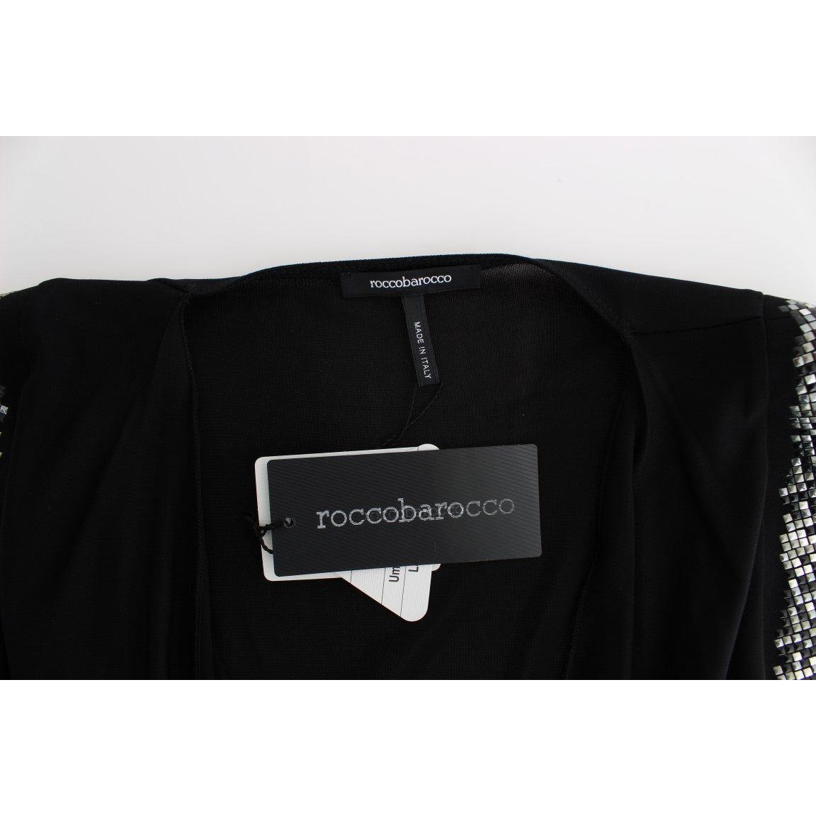 Roccobarocco Black Embellished Jersey Mini Sheath Short Dress SIG11565-3