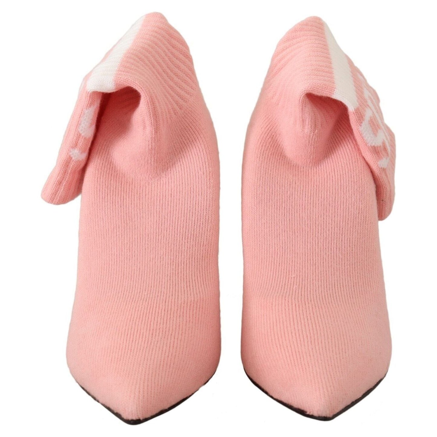 GCDS Pink Suede Logo Socks Block Heel Ankle Boots Shoes LA9415 - 40