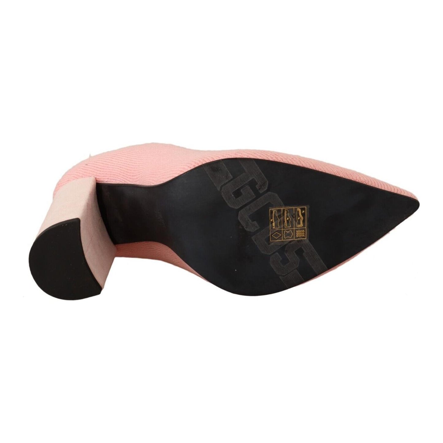 GCDS Pink Suede Logo Socks Block Heel Ankle Boots Shoes LA9415 - 40