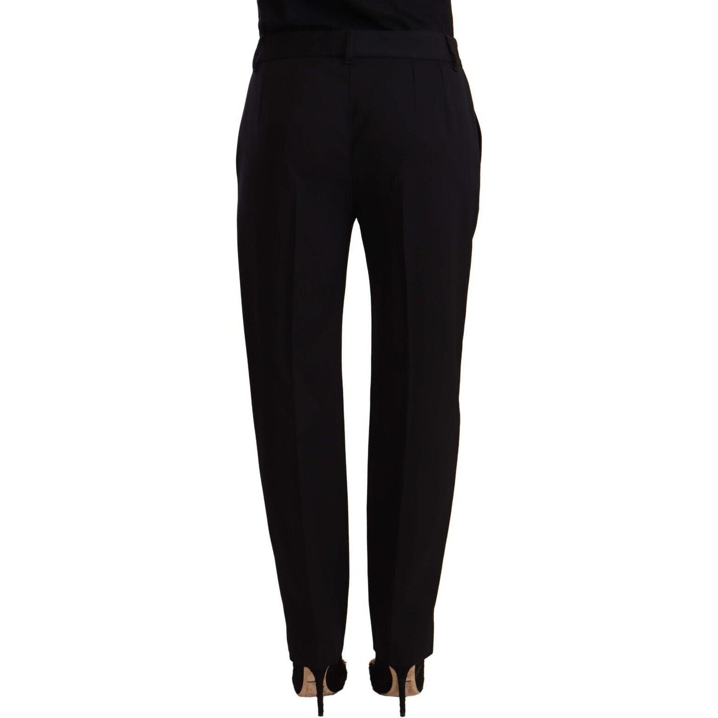Dolce & Gabbana Black Mid Waist Skinny Trouser Wool Pants