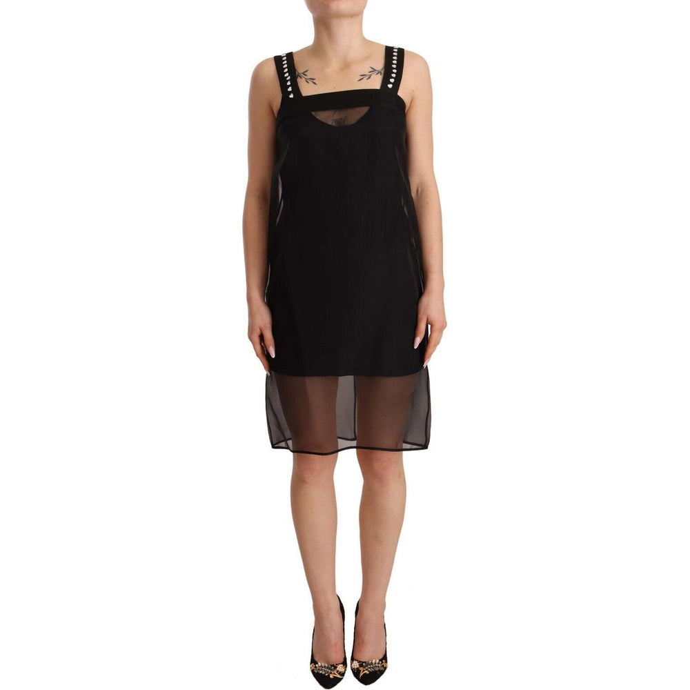 Dolce & Gabbana Black Silk Stretch Crystal Sheath Mini Dress DR28299 - 40