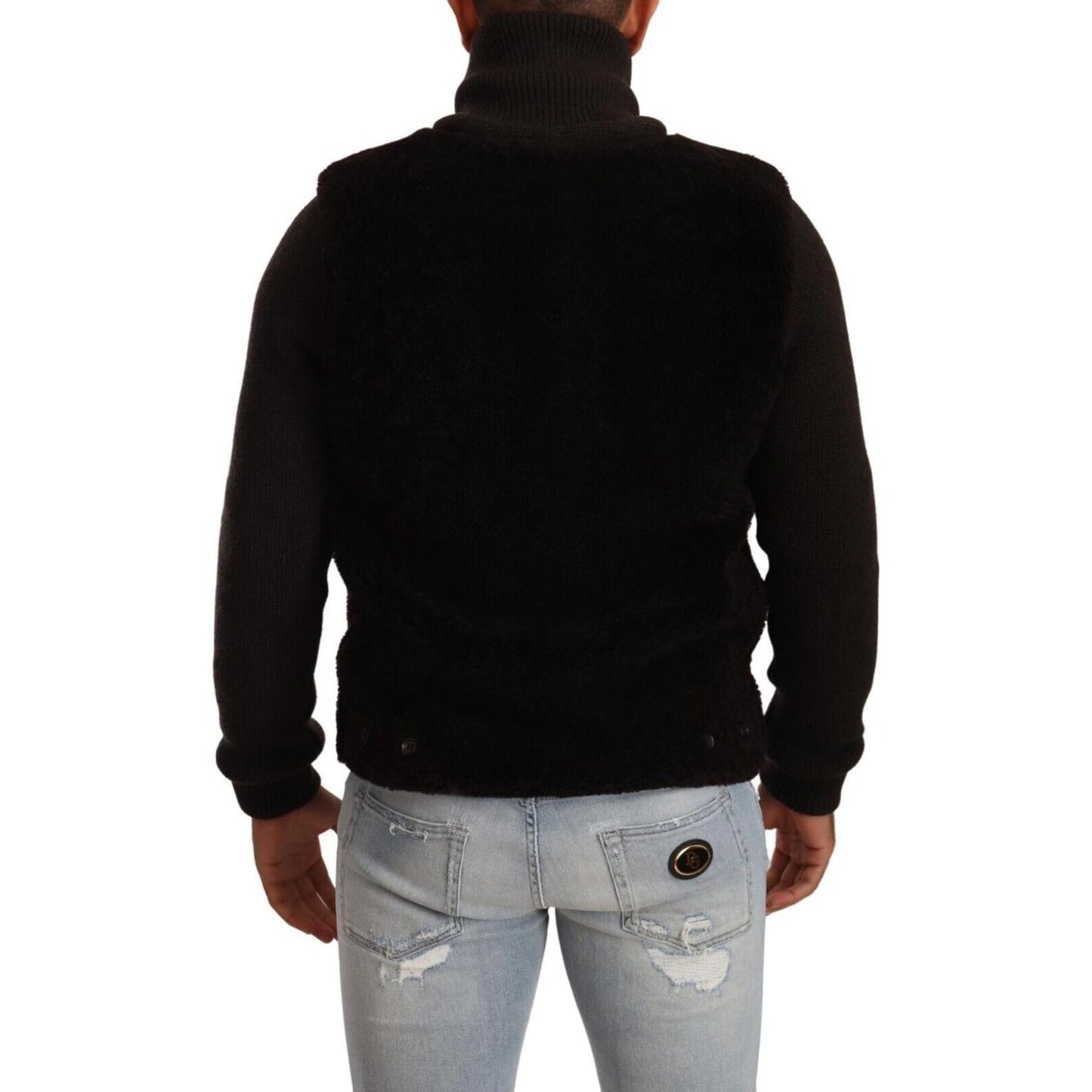 Dolce & Gabbana Black Leather Mens Turtle Neck Coat Jacket JKT3070 - 48