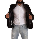 Dolce & Gabbana Black Leather Mens Turtle Neck Coat Jacket JKT3070 - 48