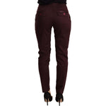 Just Cavalli Maroon Mid Waist Skinny Women Trouser Pants PAN72657 - 40