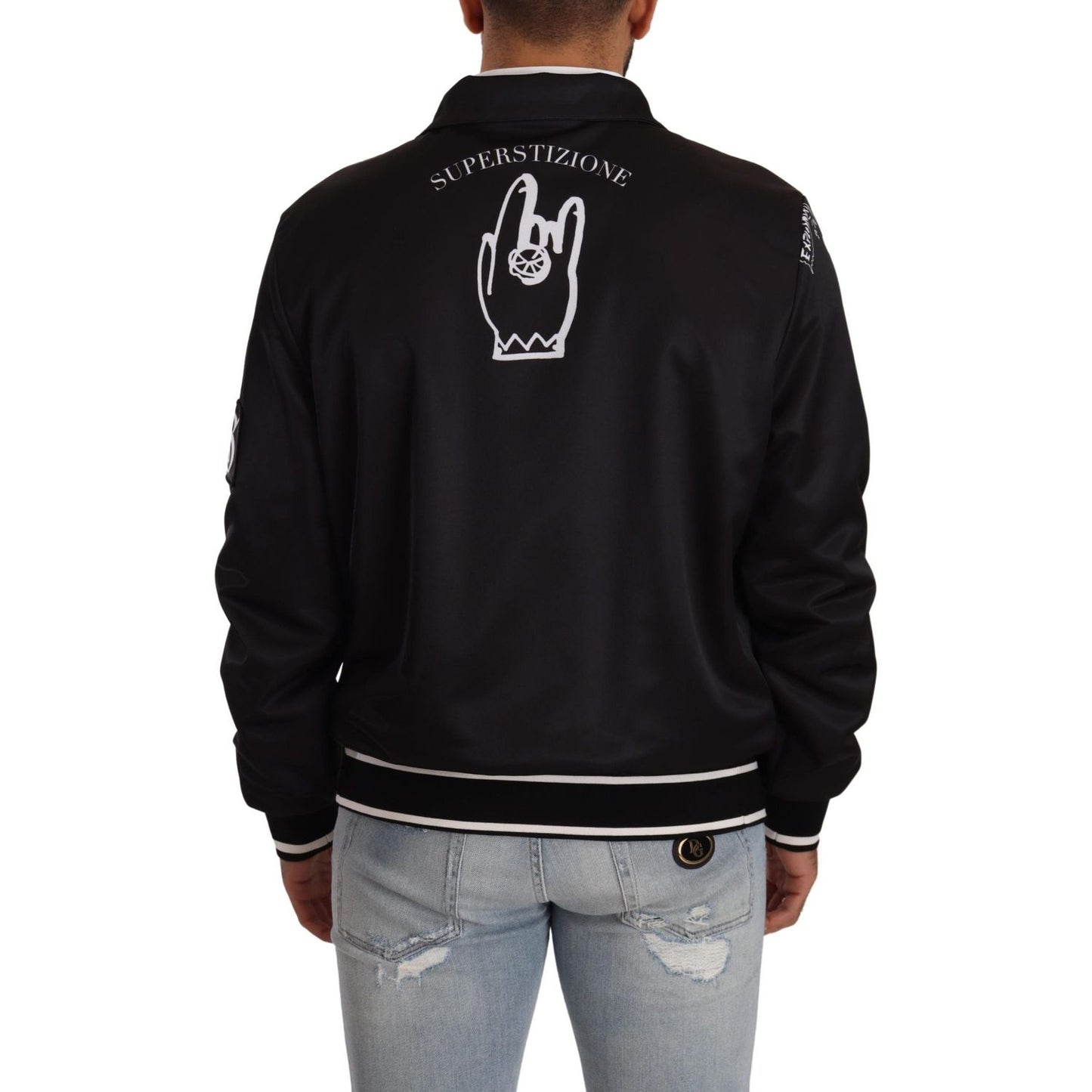 Dolce & Gabbana Black Logo Zipper Superstizione Sweater TSH7577- 54