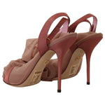 Dolce & Gabbana Pink Tulle Stretch Ankle Strap Sandals Shoes LA9648 - 39