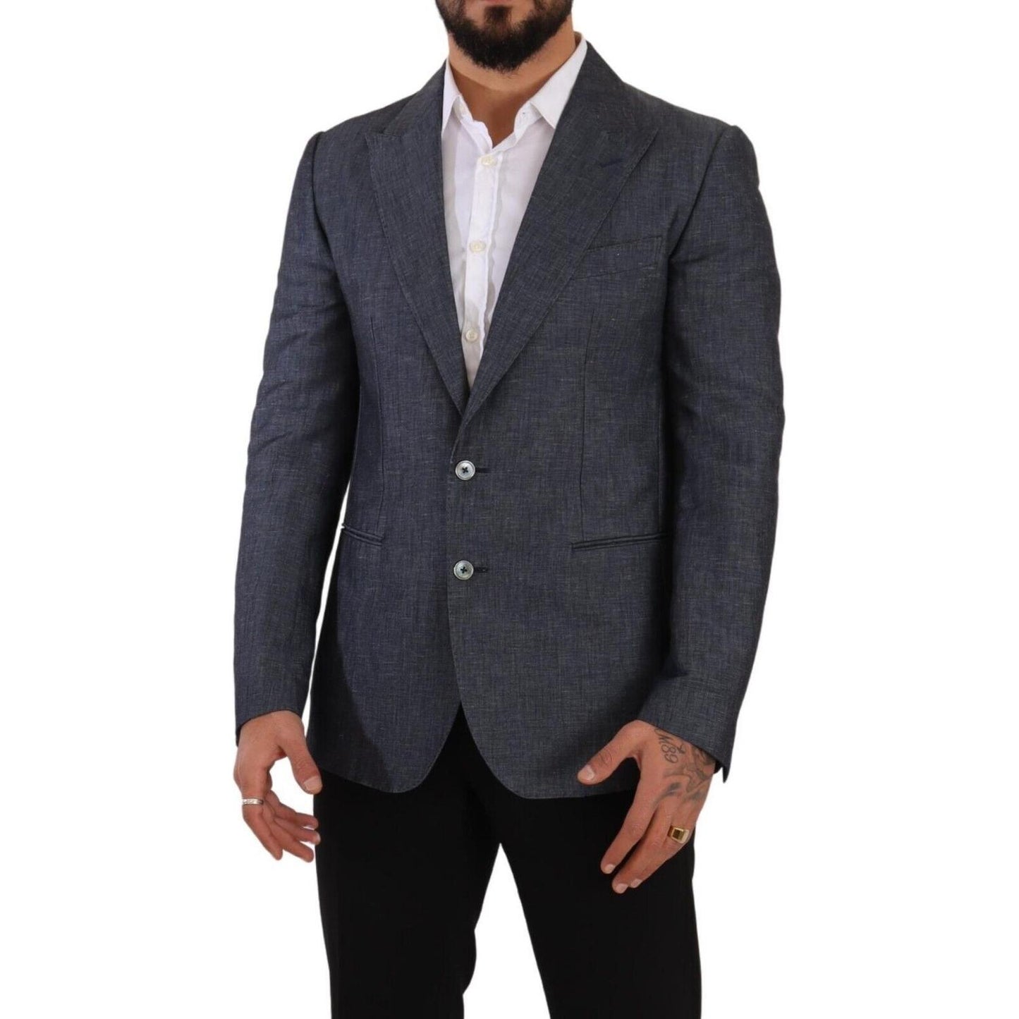 Dolce & Gabbana Blue Linen Cotton Jacket TAORMINA Blazer KOS1921 - 48