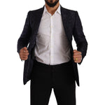 Dolce & Gabbana Blue Floral Jacquard Silk Coat MARTINI Blazer JKT3041 - 44