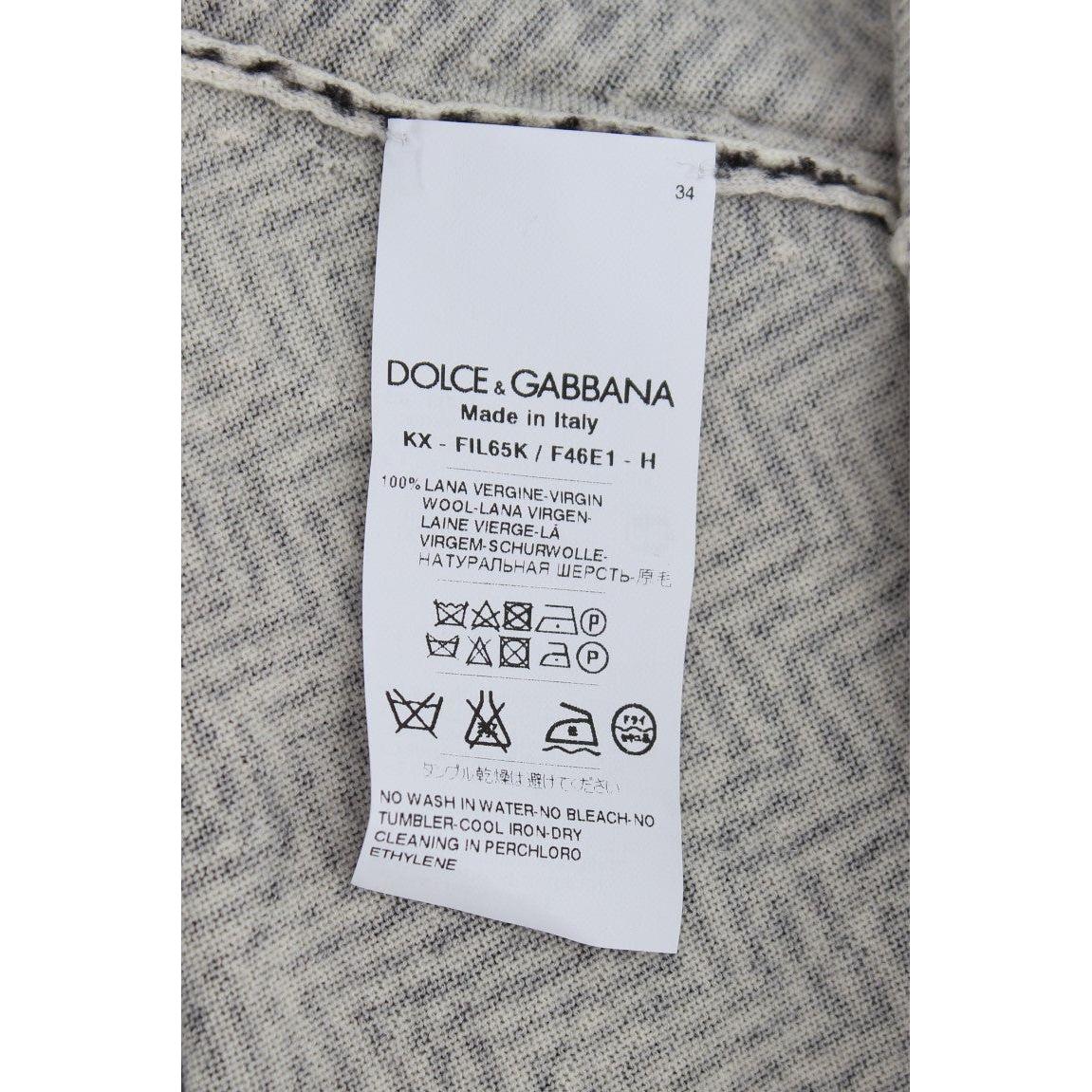 Dolce & Gabbana Black White Wool Top Cardigan Sweater
