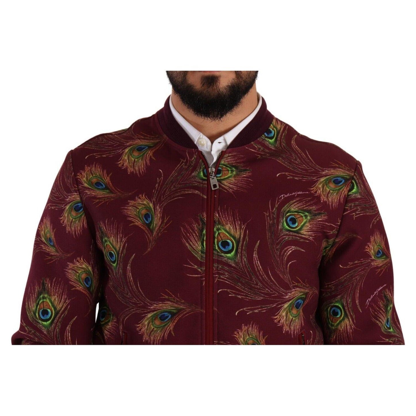 Dolce & Gabbana Red Peacock Polyester Stretch Full Zip Jacket JKT3247 - 48