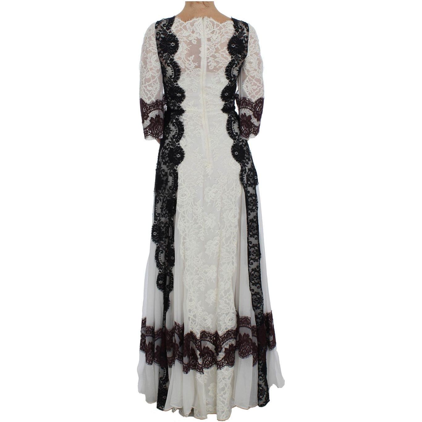 Dolce & Gabbana White Floral Lace Full Length Gown Dress NOC10174-1