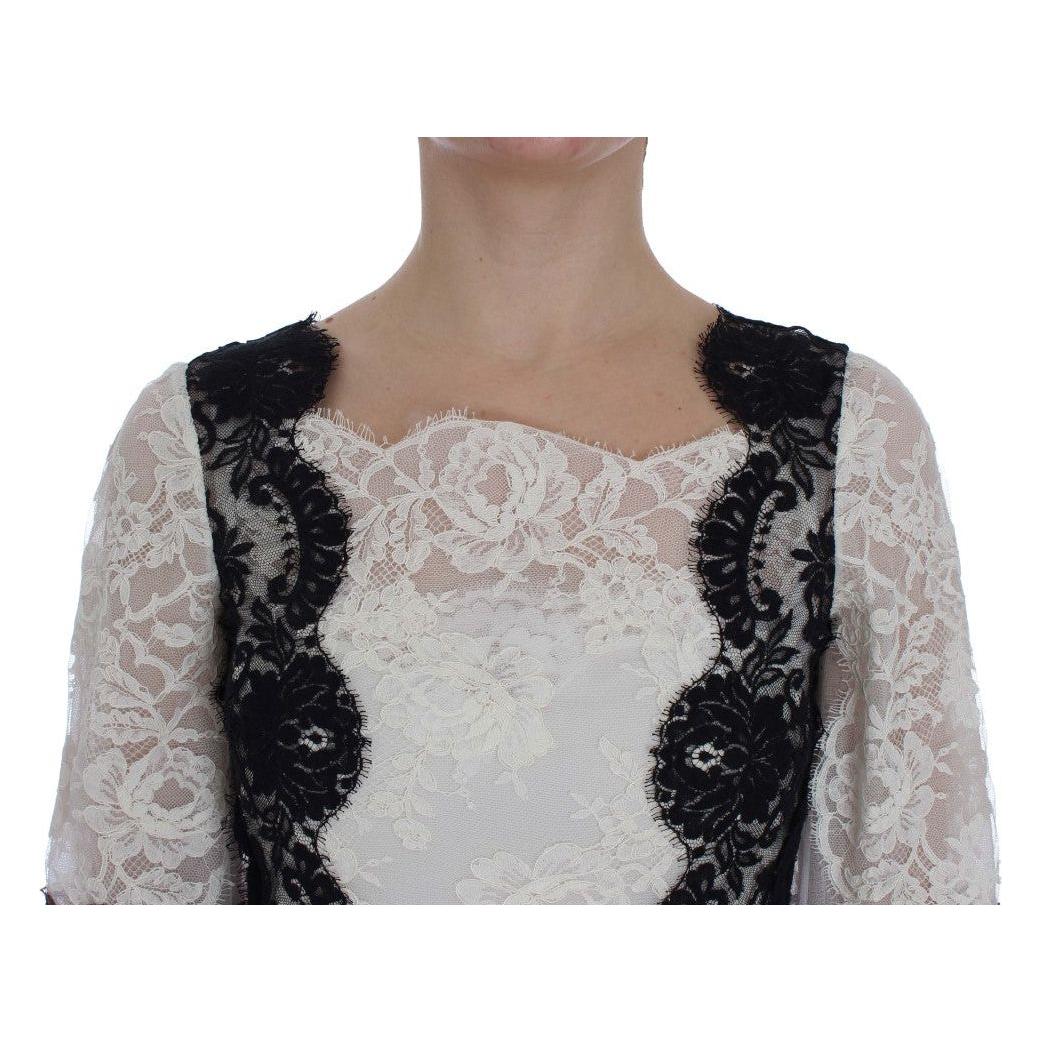 Dolce & Gabbana White Floral Lace Full Length Gown Dress NOC10174-1
