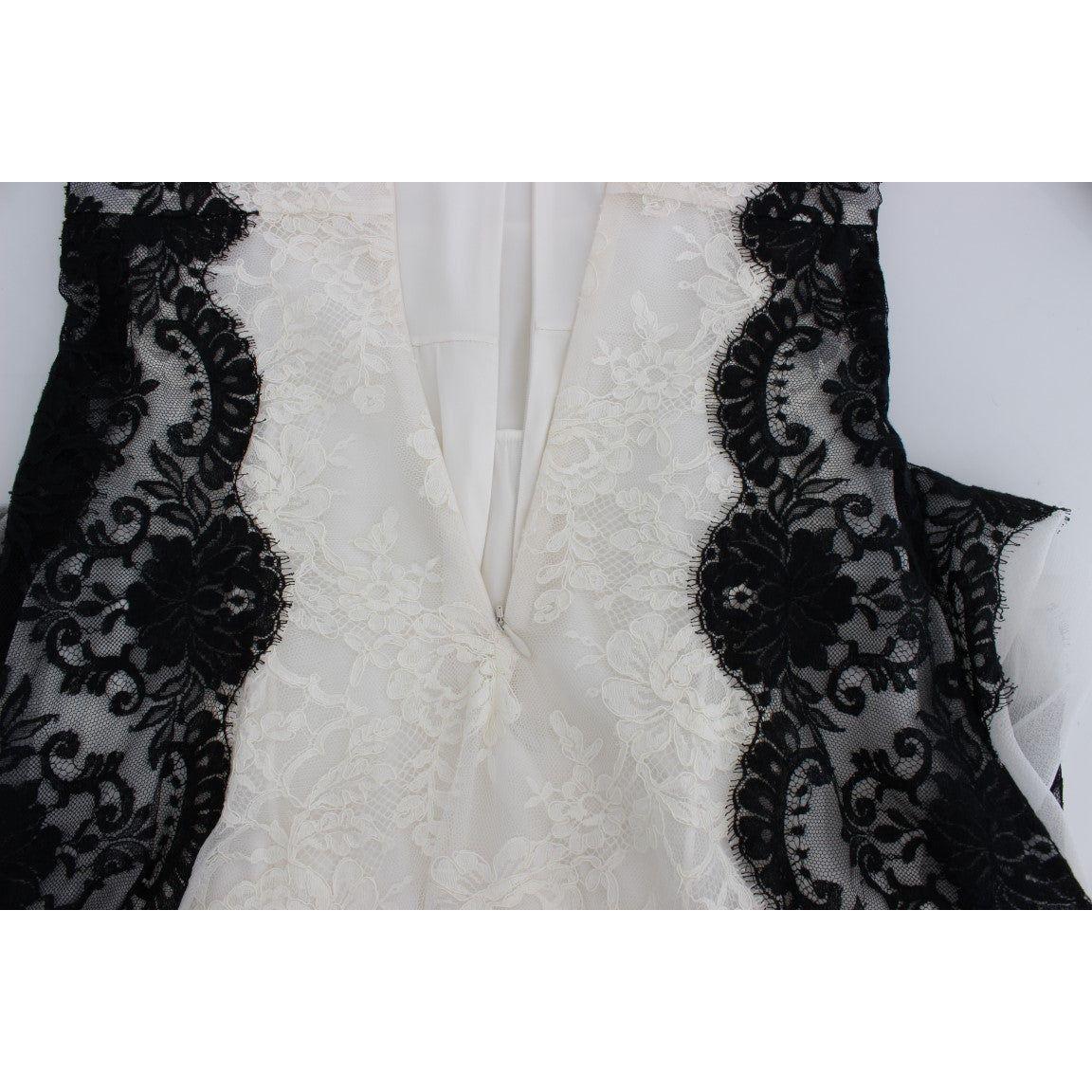 Dolce & Gabbana White Floral Lace Full Length Gown Dress NOC10174-1