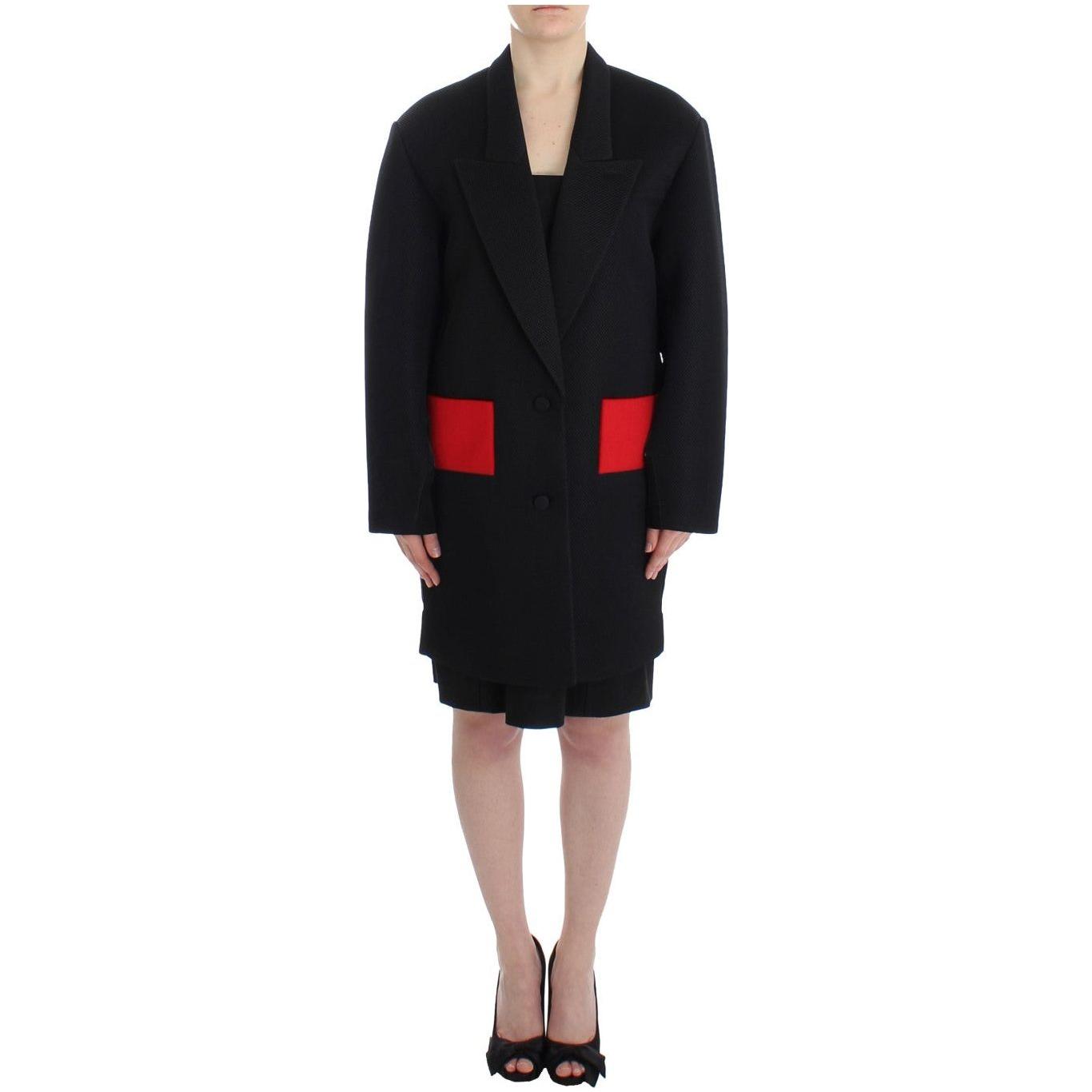 KAALE SUKTAE Black Coat Trench Long Draped Jacket Blazer SIG12602-3