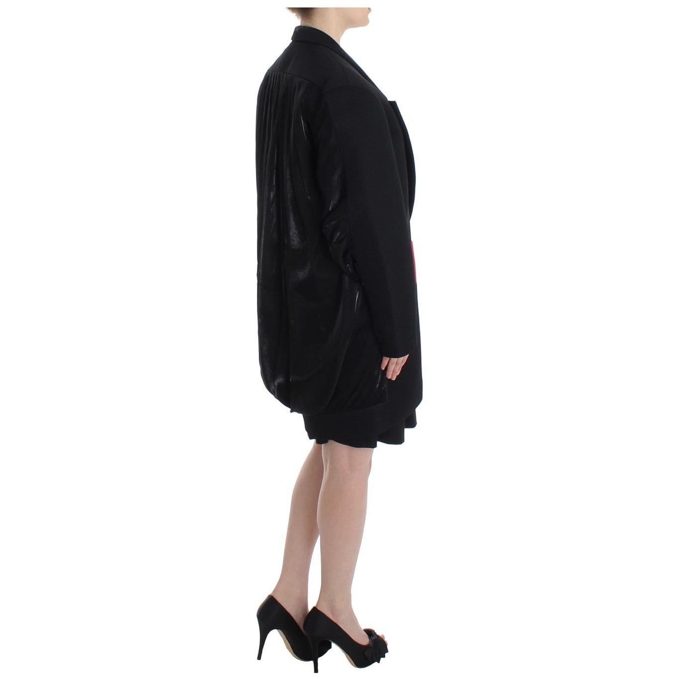 KAALE SUKTAE Black Coat Trench Long Draped Jacket Blazer SIG12602-3