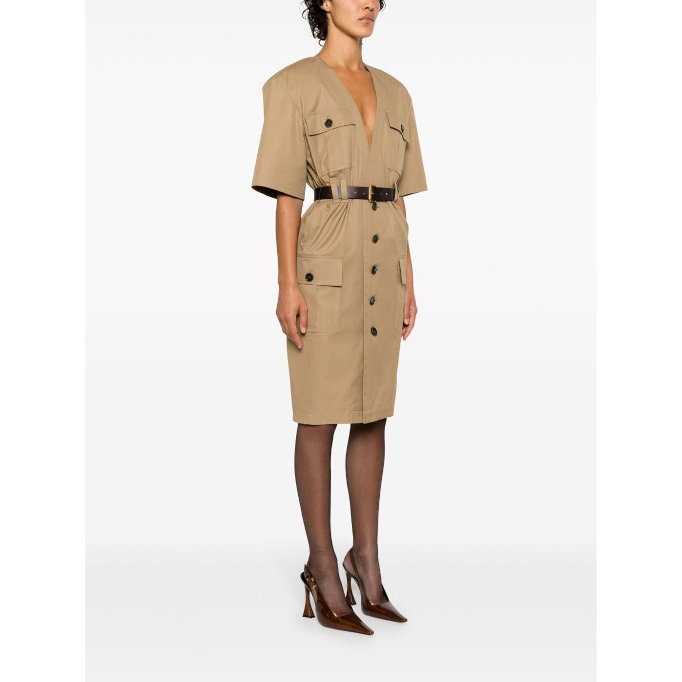 Saint Laurent Cotton twill midi dress 790089Y3A992611