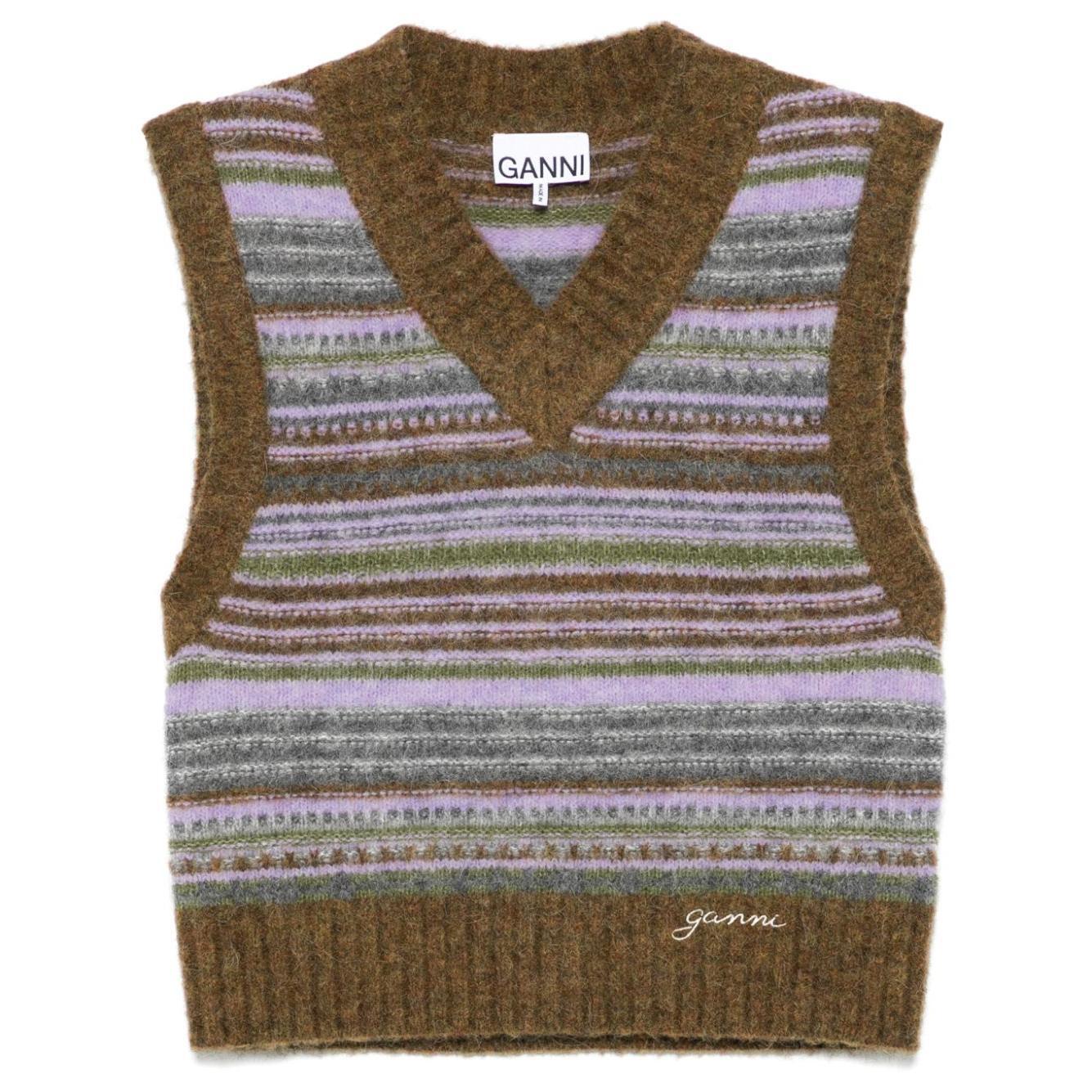 Ganni Striped v-neck vest K2356838-P25