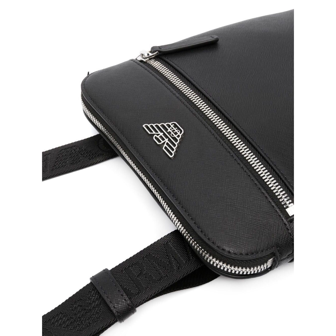 Emporio Armani ASV regenerated Saffiano leather flat shoulder bag with eagle plate Y4M185Y138E81072-P25