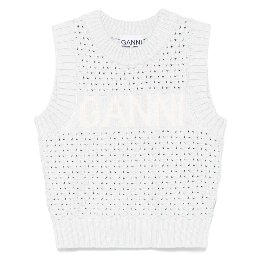 Ganni Openwork cotton vest K2348628-P25