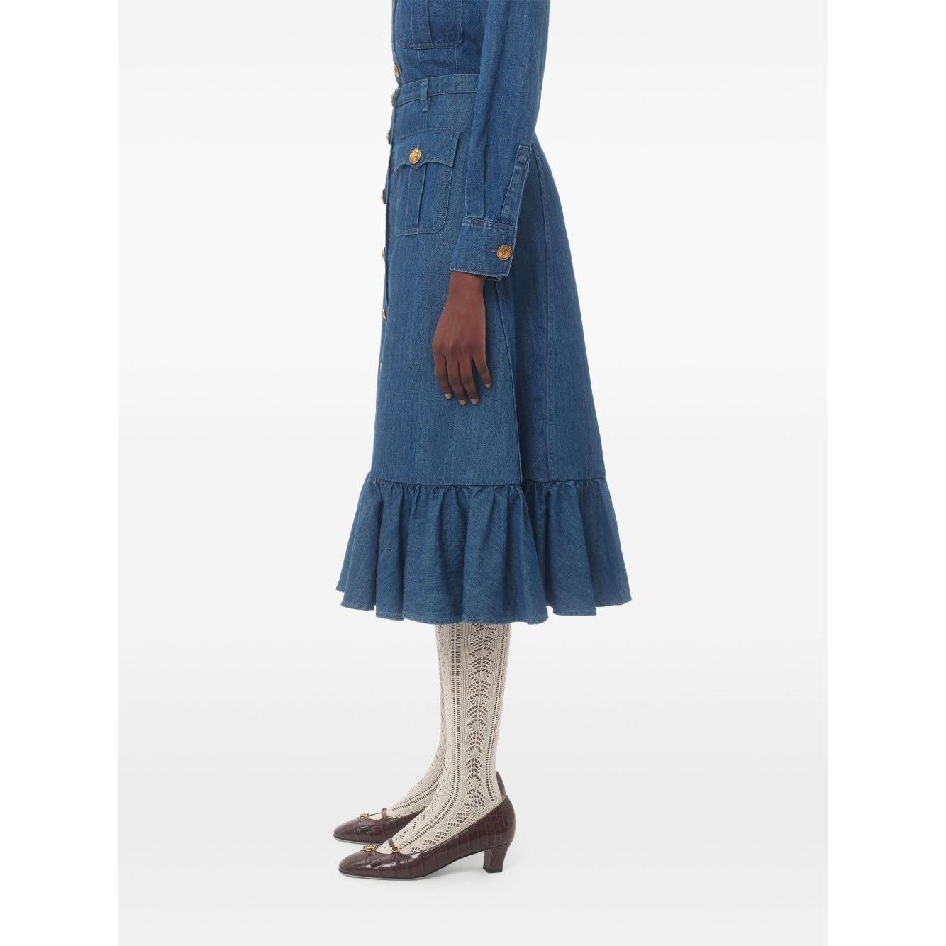 Valentino Denim Midi Skirt BDD18L94C558-P25