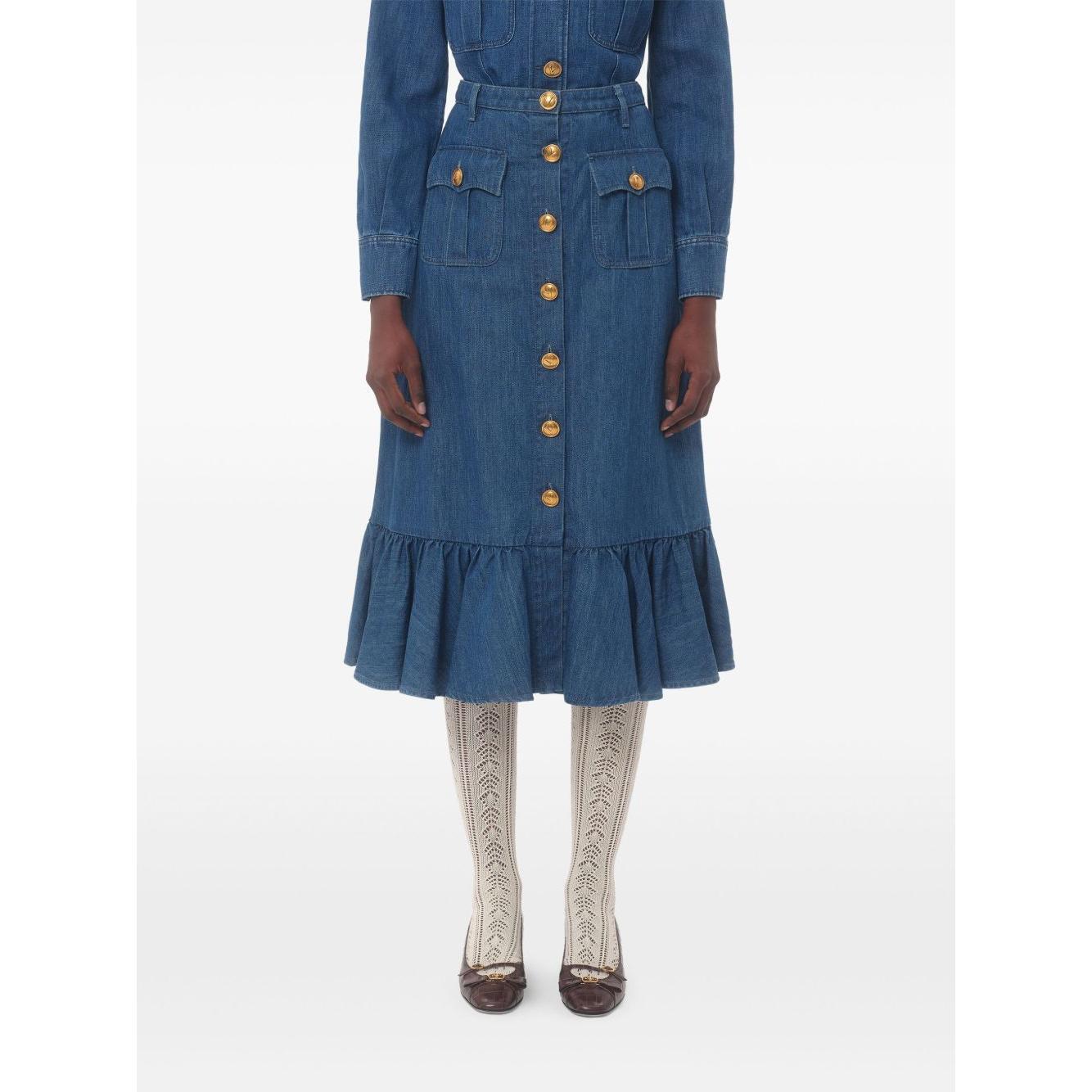 Valentino Denim Midi Skirt BDD18L94C558-P25