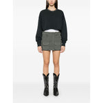 Golden Goose Cropped Cotton Sweatshirt with Crystals on the Front GWP02203P00189690456-P25