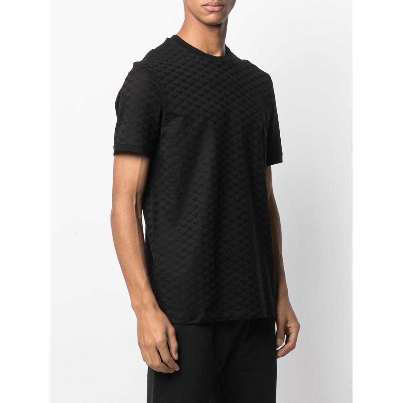 Emporio Armani Mercerised-jersey T-shirt with all-over jacquard eagle 8N1TL71JHWZ0999-P25