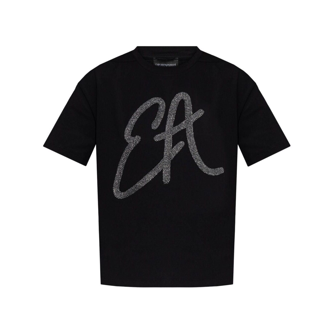 Emporio Armani Cotton-jersey T-shirt with oversized lurex logo EW001523AF12573UC001-P25