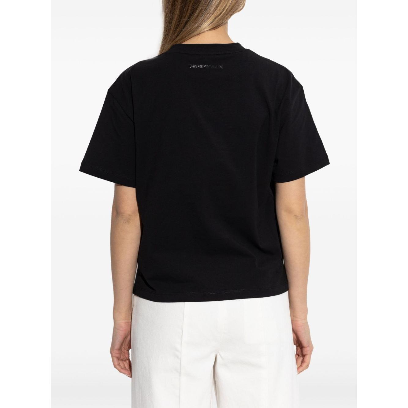 Emporio Armani Cotton-jersey T-shirt with oversized lurex logo EW001523AF12573UC001-P25