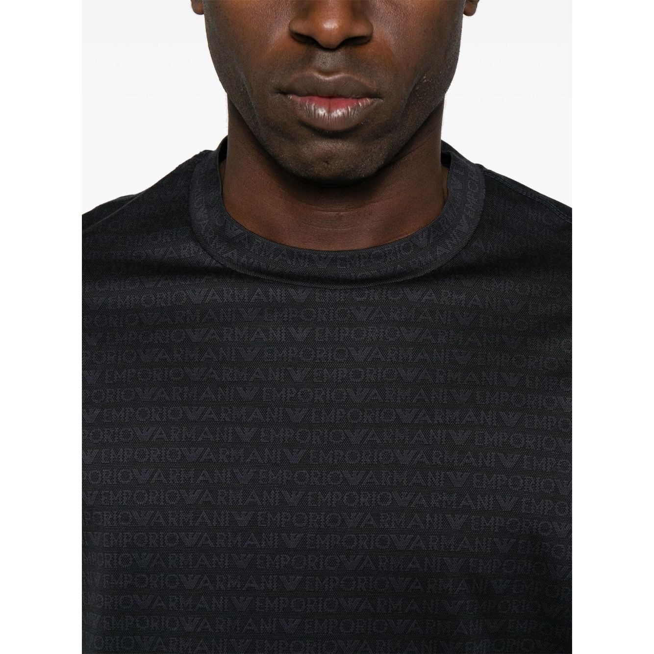 Emporio Armani jersey T-shirt with all-over flocked logo lettering Topwear