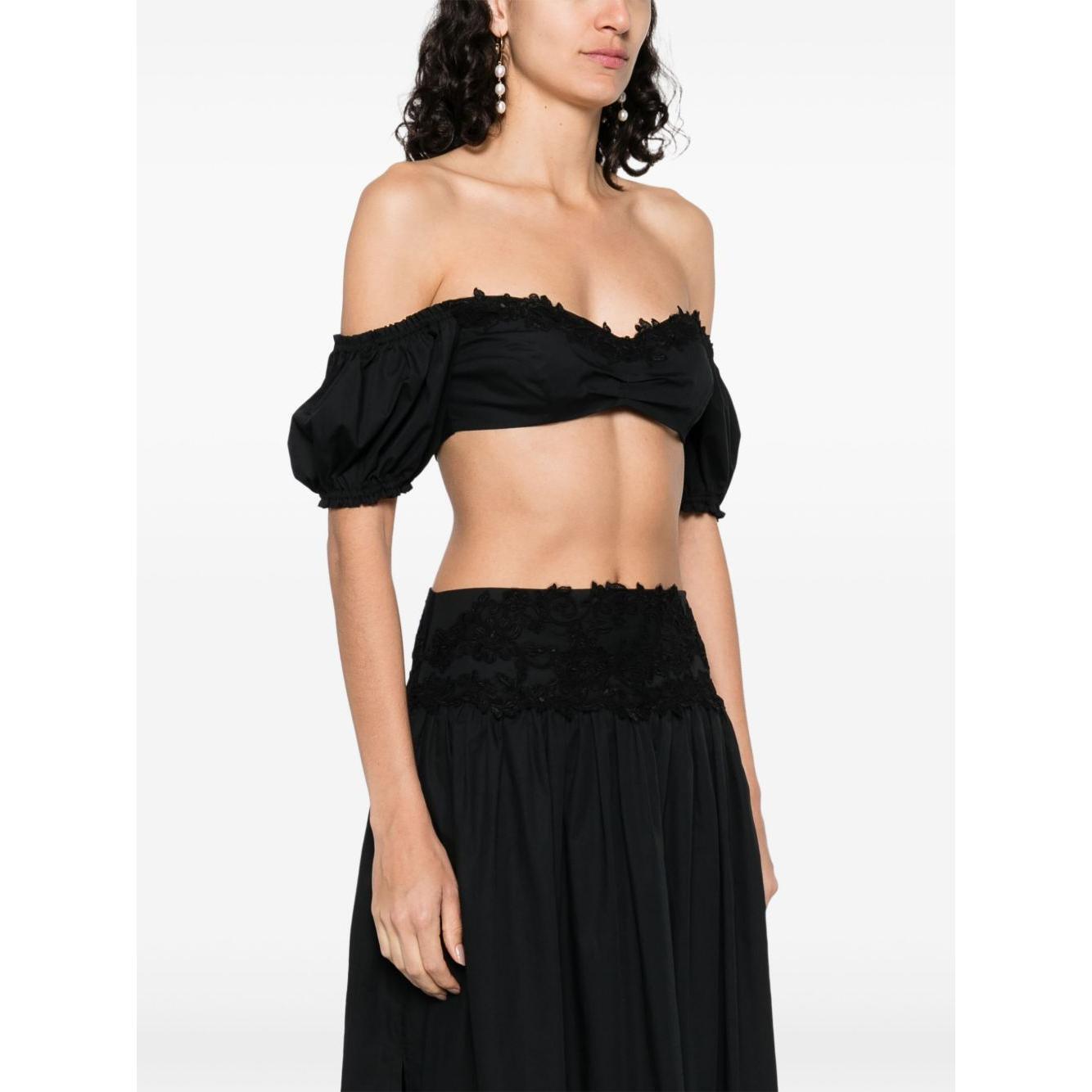 Ermanno Scervino Off-shoulder Lace detail cotton top D464L611OVZ95708-P25