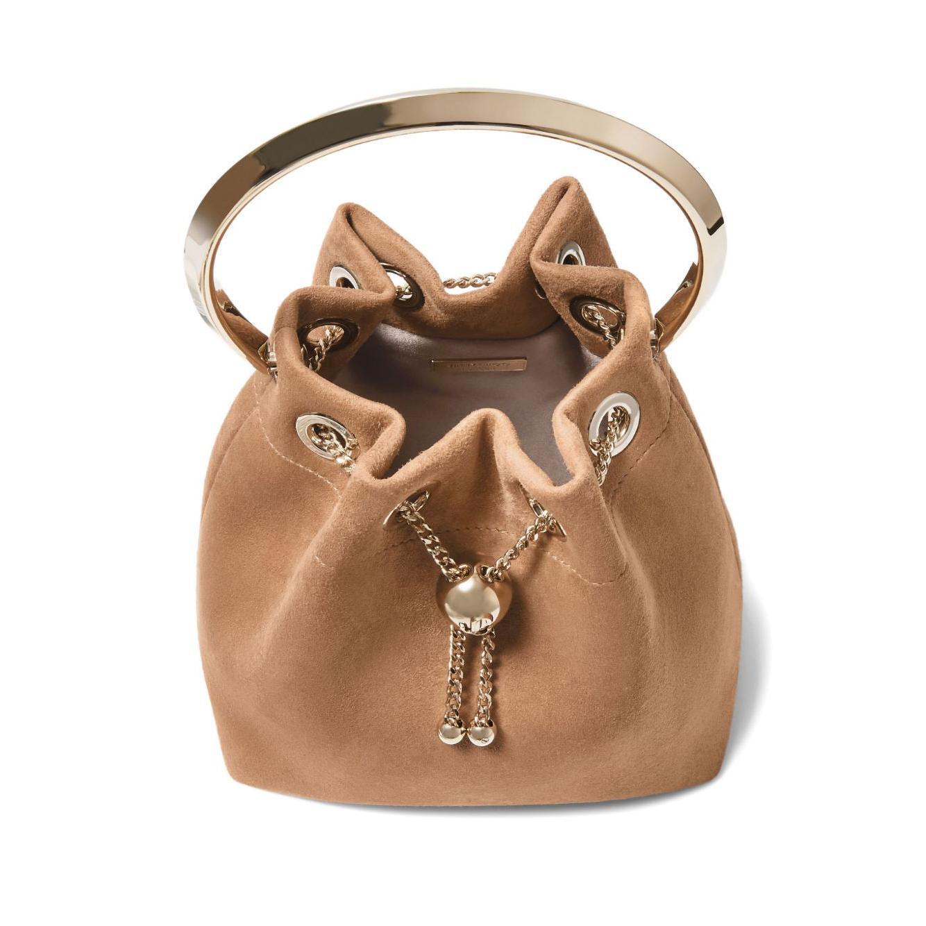 Jimmy Choo Toffee Suede Bag With Pearl Closure BONBONIASTOFFEE/LIGHTGOLD-AI25