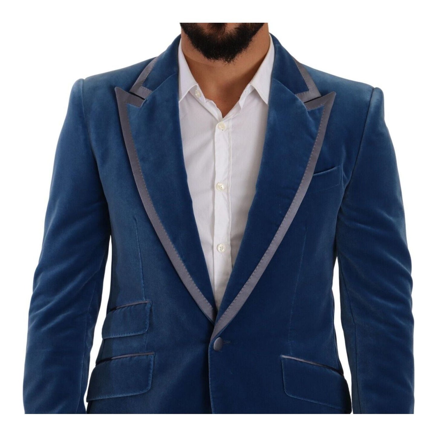 Dolce & Gabbana Blue SICILIA Velvet Slim Fit 2 Piece Suit KOS1929 - 48