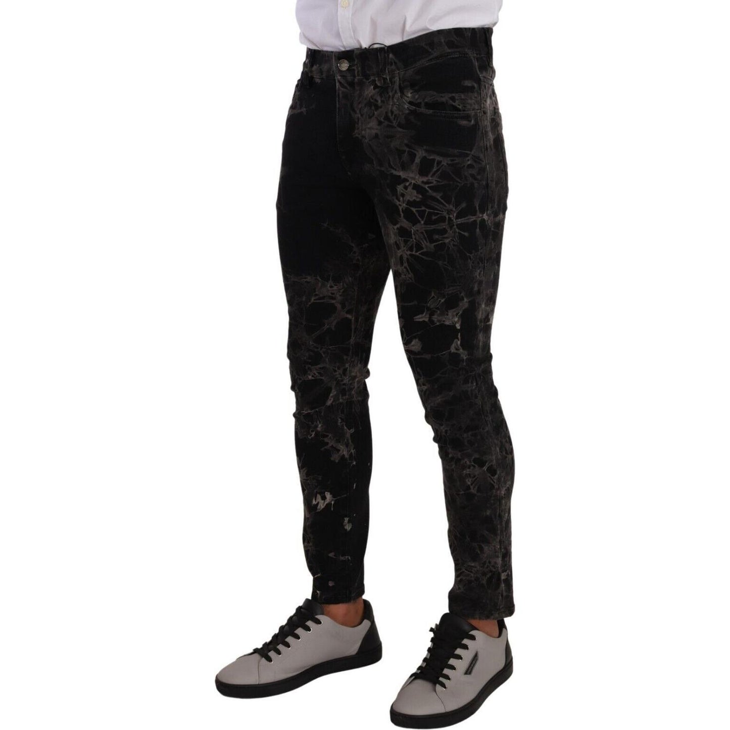 Dolce & Gabbana Black Patterned Skinny Slim Fit Jeans PAN72715 - 48