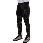 Dolce & Gabbana Black Patterned Skinny Slim Fit Jeans PAN72715 - 48